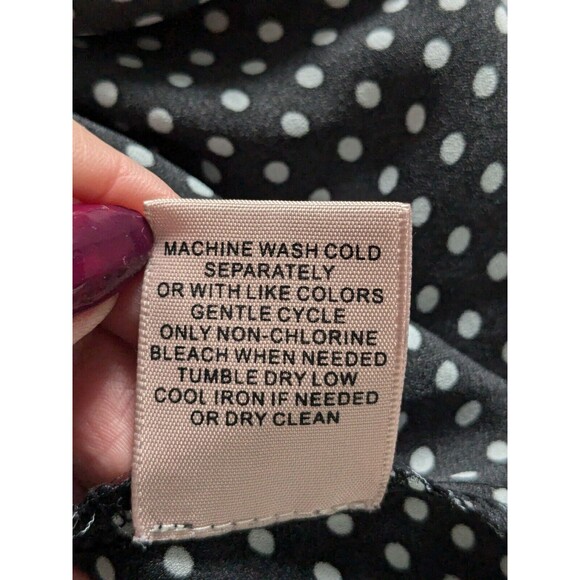 Philosophy Top Womens Sz 1X Black Polka dot Chiffon Lace Cap Slv Cocktail Blouse - Picture 8 of 10